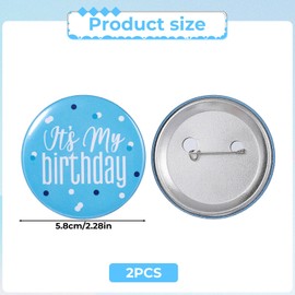 2PCS Its My Birthday Pin, Birthday Button Badge Pins for Party Decorations Unisex