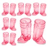 SAIAOKJ Cowboy Boot Shot Glasses, 12 Pcs 1 Oz Mini Plastic Boot Shot Glass, Reusable Plastic Boot Cups for Cowboy Cowgirl Western Theme Party Supplies Bachelorette Birthday Party Favors (Rose Red)