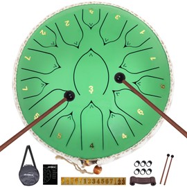 JYTMUS Steel Tongue Drum 15 Notes 13 Inches Steel Drum with Drum Bag, Music Book, Playing Tools | For Meditation, Yoga, Prenatal Music Education