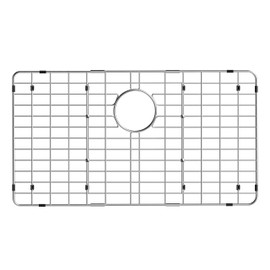 GEDLIRE Stainless Steel Sink Grate Protector for Bottom of Kitchen Sink, 28.74" x 14.37" Metal Kitchen Sink Grid with Rear Drain, Curve Corner Sink Rack with Sink Strainer for Single Sink Bowl