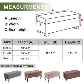 FUANGUI Ottoman Cover Stretch Storage Ottoman Bench Slipcover Jacquard Folding Storage Bench Ottoman Cover Footrest Stool Slipcover Footstool Protector Cover with Elastic Bottom,Medium