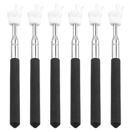Classicseali 6PCS Extendable Pointer,Classroom Pointer Retractable 2 White Fingers, Multifunctional Teacher Pointers Stick, Classroom Supplies for Primary School and Kindergarten Teachers, Black