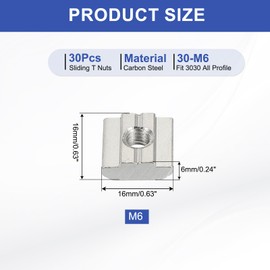 PATIKIL M6 Sliding t Nuts, 30 Pcs Hammer Head Fastener Nut Thread t Slide Drop in Nuts for European Standard 3030 Series 8 mm T-Slot Aluminum Extrusion Profile
