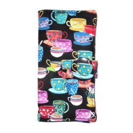 Tea Bag Wallet Includes 4 Tea Bags, Your Fabric Choice, English Tea Time Quilted Handcrafted Wallet, Four Pockets, Tea Cups, Teapots, Birds
