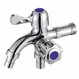 PLEAVIT Water Faucet Branch Two-way Double Mouth One-Touch Washing Machine Faucet Outdoor Switching Fitting (Blue)