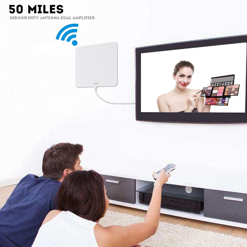 Super Thin Digital Indoor Amplified HDTV TV Antenna - 50