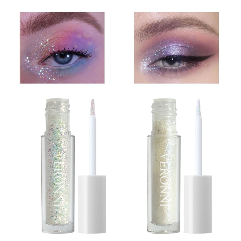 Liquid Glitter Eyeshadow 2pcs,Glitter Eyeshadow Makeup Kit,Shimmer Liquid Eye Shadow