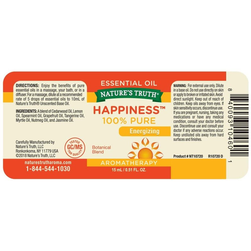Nature's Truth Essential Oil, Happiness, 0.51 Fluid Ounce (3 Pack)