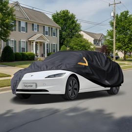 Car Cover Waterproof All Weather fit for Tesla Model 3,Heavy Duty Outdoor Cover with Driver Side Zipper & 3 Windproof Straps – Sun,Rain,Snow,Frost,Dust Resistant