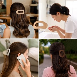 Hair Claws - Flat Hair Clips -4P Ergonomic Claw Clips for Women Comfortable Curved Design, Stylish & Secure