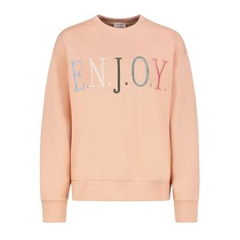 Sublevel Damen Sweatshirt mit Statement-Print – Bequemer Rundhals Pullover im Oversized Look, weich & stylisch, Pastellfarben orange M