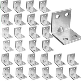 32 x Corner Brackets (20 x 20 x 20) Angle Reinforced Metal Braces Wood Timber Galvanised Steel Sheet Connecting Joining Fixing L Repair Connector