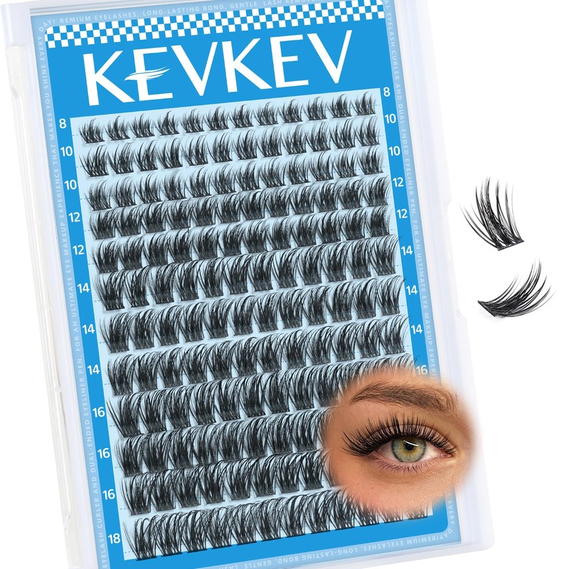 KEVKEV Lash Clusters 144 Pcs Eyelash Clusters Wispy Natural Cluster
