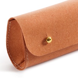 Miquelius – Recycled Case with Rivets – 1 Compartment – Size 200 x 65 x 43 mm – Brown, Brown, Recycled Pencil Case with Rivets