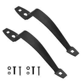 WellMade 10" Barn Door Handles Heavy Duty,Gate Handle for Wooden Fences Shed, Rustic Metal Decorative Sliding Door Pull Handles (Black 2 Packs)