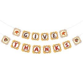 Halodete Give Thanks Banner, Autumn Theme Happy Friendsgiving Party Banner, Maple Leaves Birthday Party, Thanksgiving Day Party Decorations - Colorful Banner