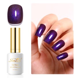 Imtiti Pearl Gel Nail Polish, 15ML Dark Purple Pearl Iridescent Glitter Gel Polish Soak Off LED UV Diamond Shimmer Sparkle Nail Gel Polish Fall Winter Manicure Gel Nail Polish Kit