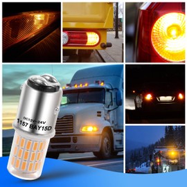 Heifymi 12 Volt BAY15D 1157 7528 2057 2357 LED Blinker Bulb Amber Yellow 3 Watt Replacement DC12-24V Side Maker Turn Signal Back Up Reverse Brake Paking Lights for Car Camper RV Trailer Boat, 2 Pack