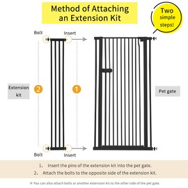 Lumizone Extra Tall Cat Gate Extension Kit 55.12" High Pressure Mounted 2025 New 8.27" Extra Wide 1.37" Gap No Drilling Tall Pet Gate for Dogs (Black, 55.12" H x 8.27" W, Extension)