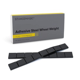 StanceMagic - 0.25oz 1/4oz - Black Adhesive Stick On Wheel Weights, Easy Peel, Low Profile, Zinc Plated Steel Balancing Weights for Cars Bikes ATV UTV, 1.125 lb box (18oz), Contains 72 Pieces