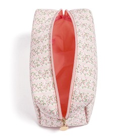 HHQQWZ HHQQWZ Makeup Bag Travel Cosmetic Bag for Women Girls, Zipper Make Up Pouch, Floral Flowers Toiletry Organizer Makeup, Portable Storage Bag, Cosmetic Travel Cloth Bag (Pink)