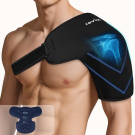 REVIX Large Shoulder Ice Pack Wrap, Ice Shoulder Brace for Rotator Cuff and Arm, Reusable Gel Cold Therapy Wrap for Discomfort Relief & Muscle Relaxation, Easy to Wear & Remove