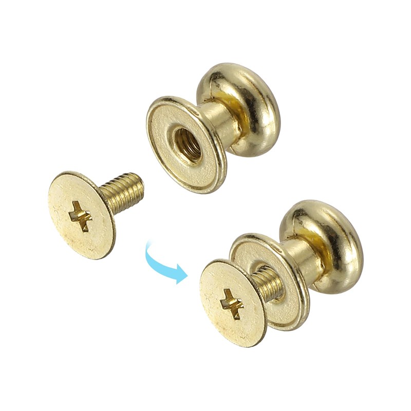 sourcing map 5/6/8/9mm Ball Head Stud Rivets Screw Back, 64Pack