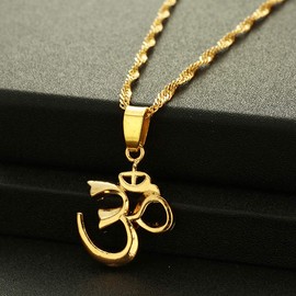Small Yoga Charm Necklace Pendant for Women Girl Indian Hindoo OHM Hindu Buddhist AUM OM India Religion