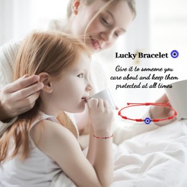 PZXHRY 6pcs Evil Eye Bracelets Red String Kabbalah Protection Bracelets Rakhi for Brother Gifts for Women Men Family Friend Good Luck Red