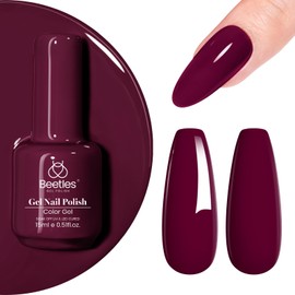 Beetles Dark Red Gel Nail Polish 15 ml Burgundy Red Gel Polish Cherry Wine Purple Color Soak Off LED UV Lamp DIY Art Design Salon Mellow Plum Winter Nail Polish for Women