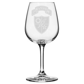 Etched Laser Art United States Army 1st Ranger Battalion Etched Stemmed 12.75oz Wine Glass