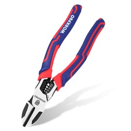 WORKPRO 2-in-1 Diagonal Cutting Pliers with Wire Stripper, 7.5 Inch CRV Steel Wire Cutters with Comfort Grip Handles, Heavy Duty Side-Cutting Pliers for Electricians and Homes, Christmas Gift