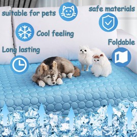 Treayes Dog Cooling Mat,2025 Upgrade Pet Cooling Mat for Dogs Cats,Washable & Portable Pet Soft Pad for Indoor or Outdoor,Perfect for Summer (Dark Blue, Large,26.7"x20.8")