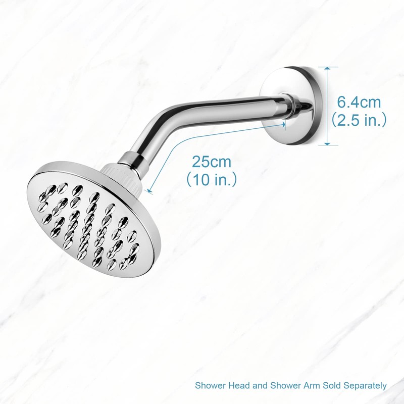 OFFO Shower Arm with Flange 25cm(10 inch) Universal Wall-Mounted Replacement