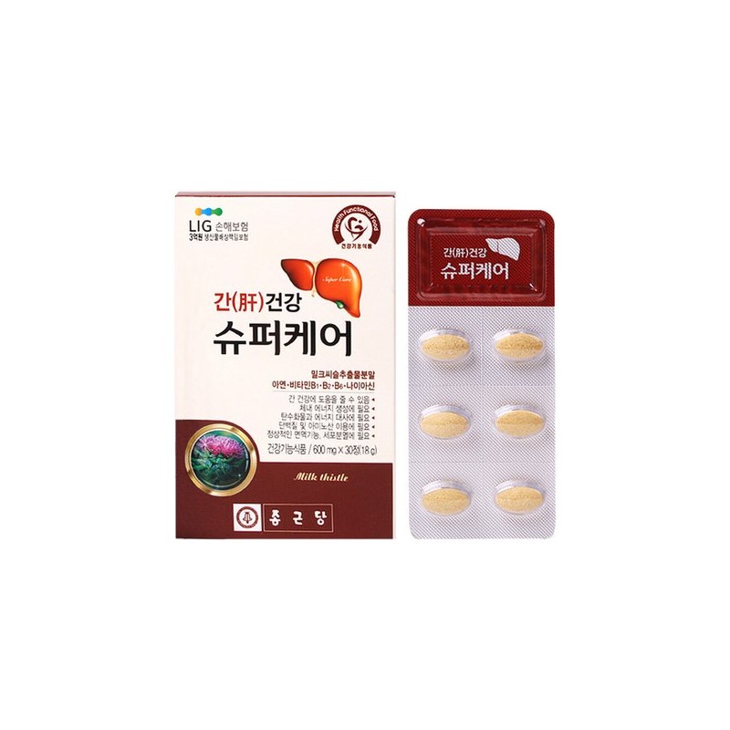 Jongkundang 종근당 간건강 슈퍼케어 600mg x 30정 1개 밀크씨슬 (1개월분)