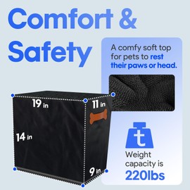 Front Back Seat Extender for Dogs, Dog Backseat Extender Hard Bottom Also as Dog Ramp Stairs for Car Bed Sofa or Car Accessories Car Seat Gap Filler for Large Dogs Black