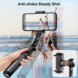 Selfie Stick Estabilizador plegable de mano para teléfono móvil con control remoto Bluetooth y trípode, elimina el agitación para mantener el vídeo suave, para smartphones Vlog Youtuber Live Video TikTok (negro)