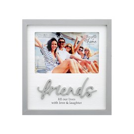 Pavilion - Friends Photo Frame, White Washed Distressed Picture Frame For a 6 x 4 photo, Unique Birthday Gift For Friends, Going Away Gifts For Friends, Overall Size 7.75” x 8.25”