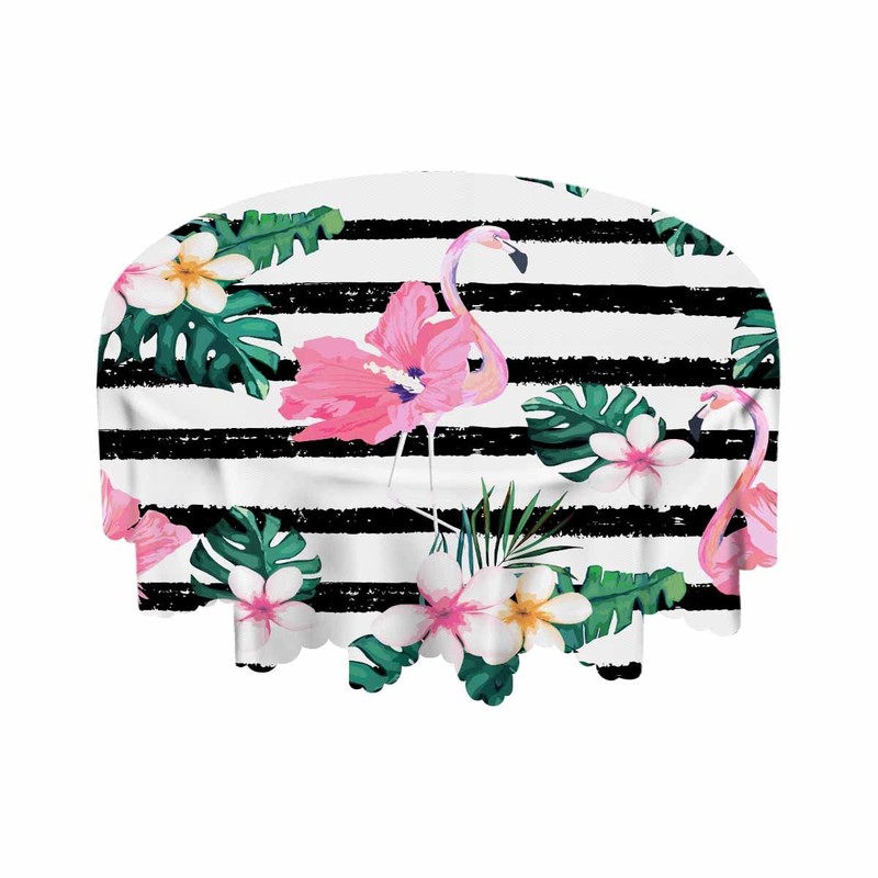 Yibeas Table Cloth Flamingo Round Tablecloth 60 inch Birds Pink