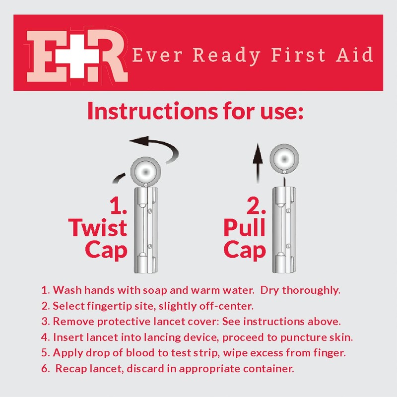 Ever Ready First Aid Sterile Twist-Cap Lancets 30G Purple -