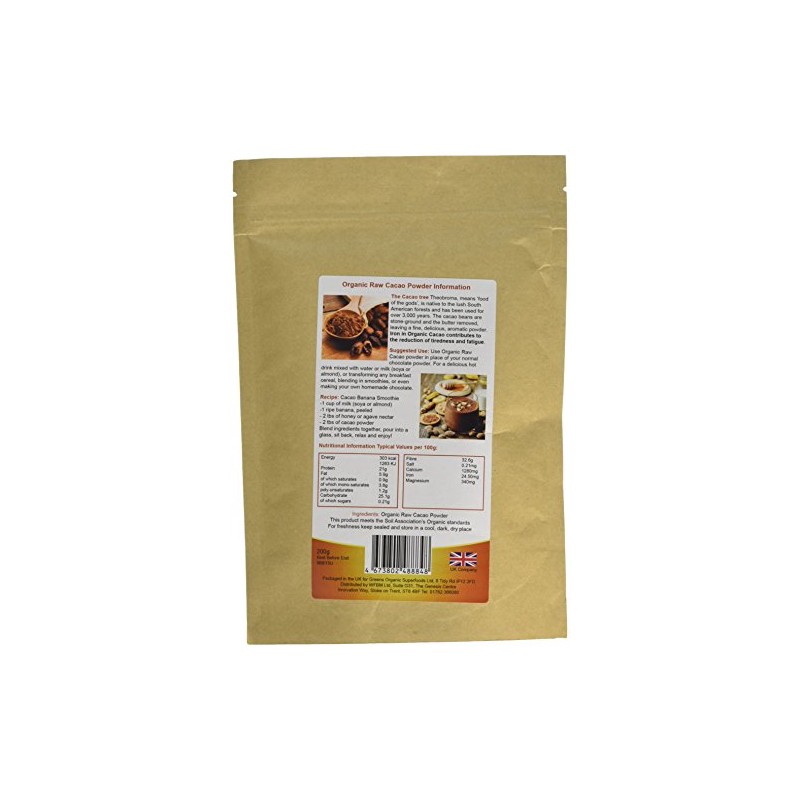 GOLDEN GREENS ORGANIC Organic Raw Cacao Powder 200g (PACK OF