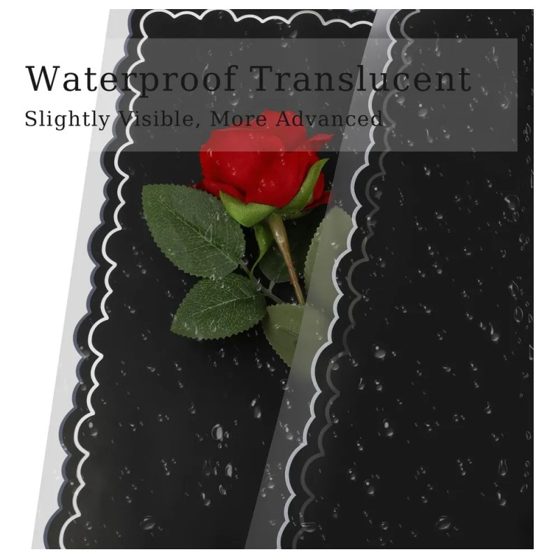 20 Sheets Flower Wrapping Paper - Waterproof Black Floral