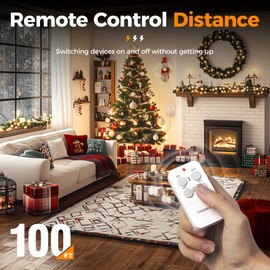 Remote Control Outlet Plug, TESSAN Wireless Light Switch Kit 100ft RF Range, On Off Switch for String Lights, Lamps, Small Appliances, Wireless Power Socket, 15A/1875W (1 Remote and 2 Outlets)