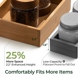 keechee 5-Piece Bamboo Drawer Organizer Set, 2.2" Deep Multi-Use Organizers for Utensils, Silverware, Cutlery, Desk, Bathroom, Junk Drawer & Makeup, Non-Slip Feet Included.