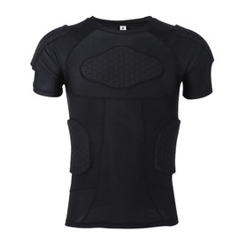 Anti-Collision Sports Shirts Padded Compression Men Sports Vest Guard Protective Shorts for Outdoor Football Rugby (T-shirt M)