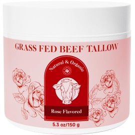HZENPPOR Beef Tallow, Whipped Beef Tallow For Skin, Tallow Face Moisturizer, Rose-Flavoured Whipped Tallow Face Cream Moisturizer Organic Beef Tallow Blam Grass Fed Body Lotion Skin Care, 5.3 OZ
