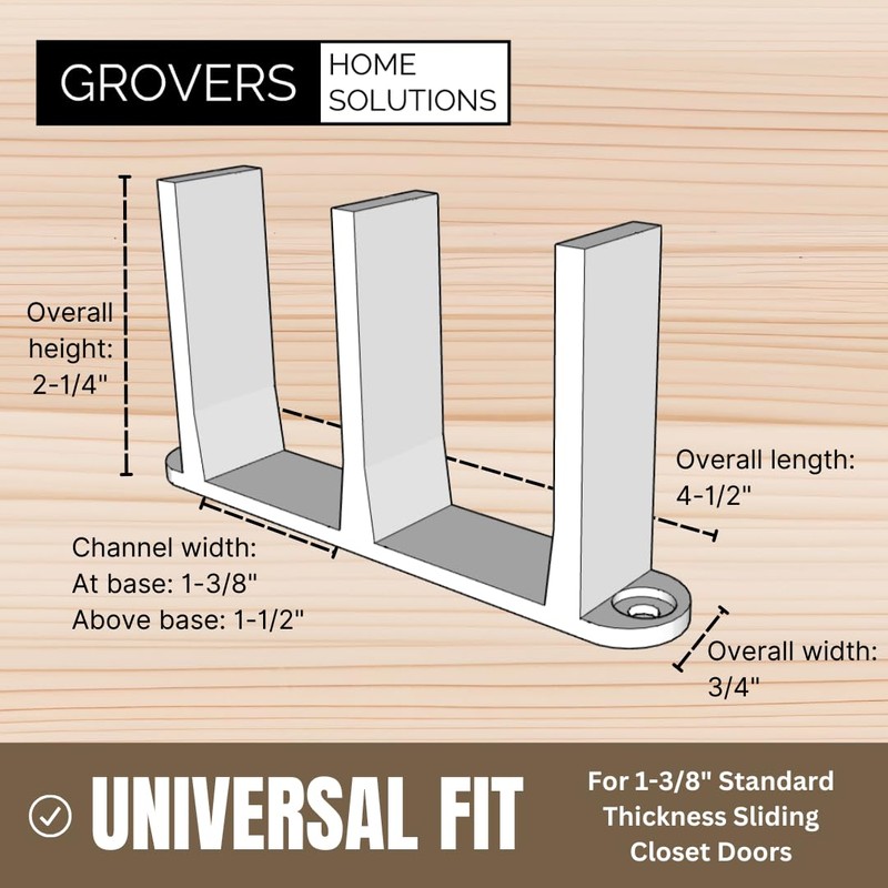 3-Pack Sliding Closet Door Floor Guide Bracket | Universal Fit
