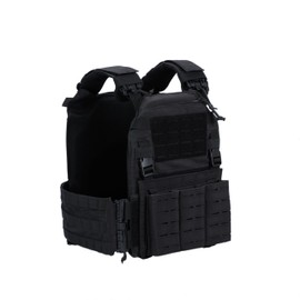 Greencity Tactical Vest Molle Quick Release Buckles Weight Vest Adjustable Strength 600D Nylon with Triple Pouch for Men (Black)