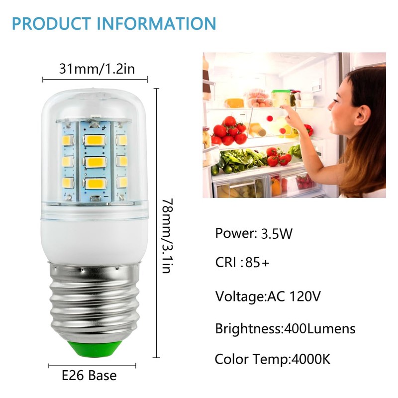 YEGRUEB KEI D34L LED Refrigerator Bulb Replacement, Fit for Frigidaire