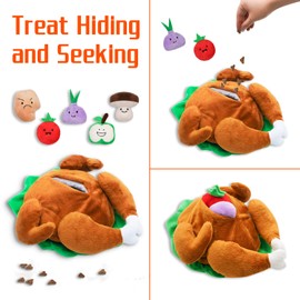 Lepawit Thanksgiving Turkey Dog Toys, Hide and Seek Fall Dog Toys, Squeaky Interactive Puzzle Dog Toys for Boredom and Stimulation, Thanksgiving Gifts for Small and Medium Dogs